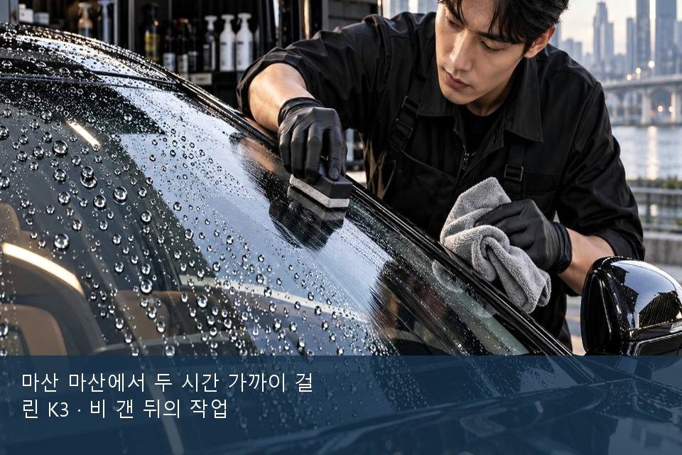 마산 마산에서 두 시간 가까이 걸린 K3 · 비 갠 뒤의 작업