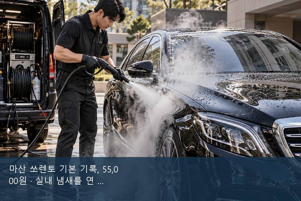 마산 쏘렌토 기본 기록, 55,000원 · 실내 냄새를 연 기록